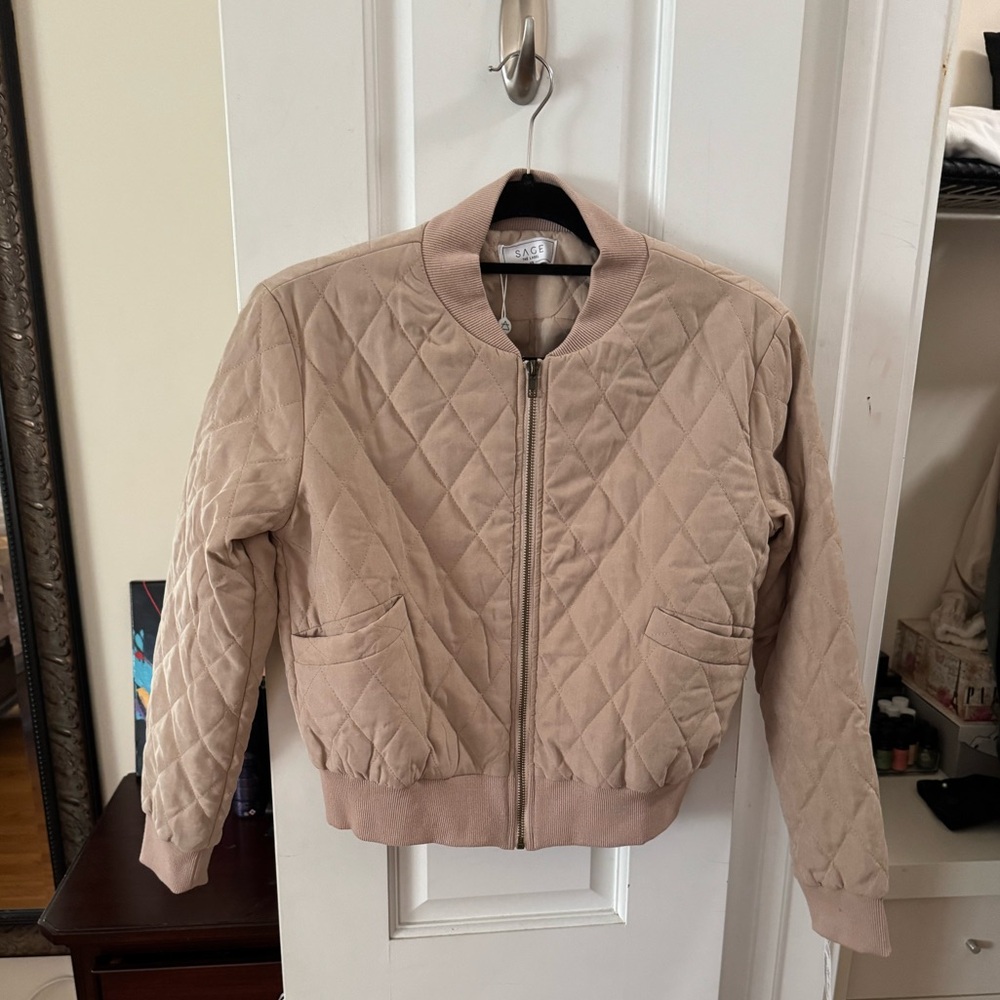 Sage the label mauve / taupe quilted bomber jacket